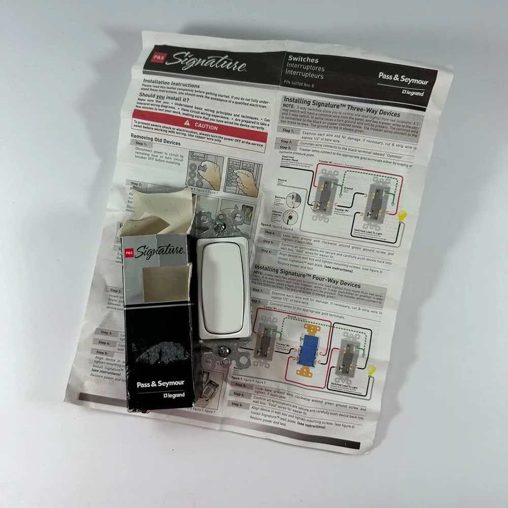 Pass & Seymour Single Pole Switch White 15A 120/277V‎ Made in USA 2006